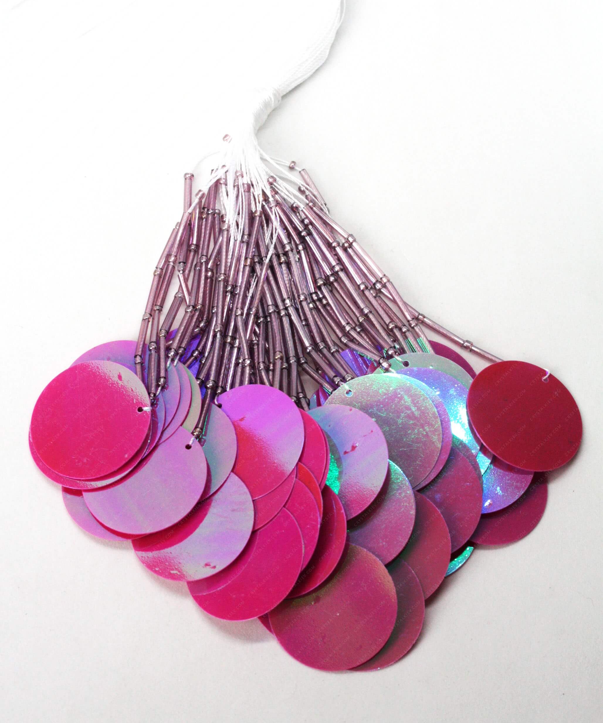 Пучки стекляруса Violet + паєтка Fuchsia AB 3см